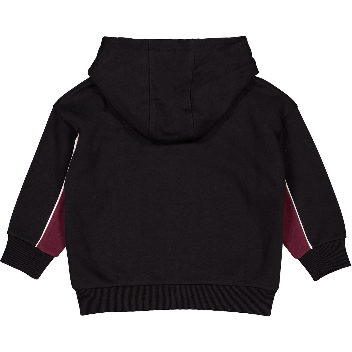 Zwarte hoodie met bordeauxrode banen | Black