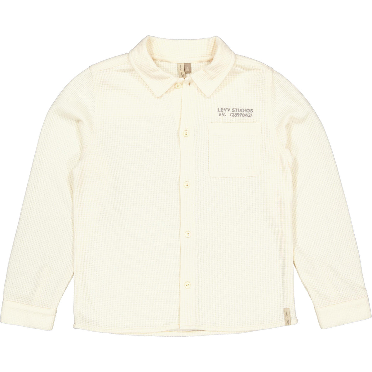 Ecru overhemd met borsttekst | Soft White