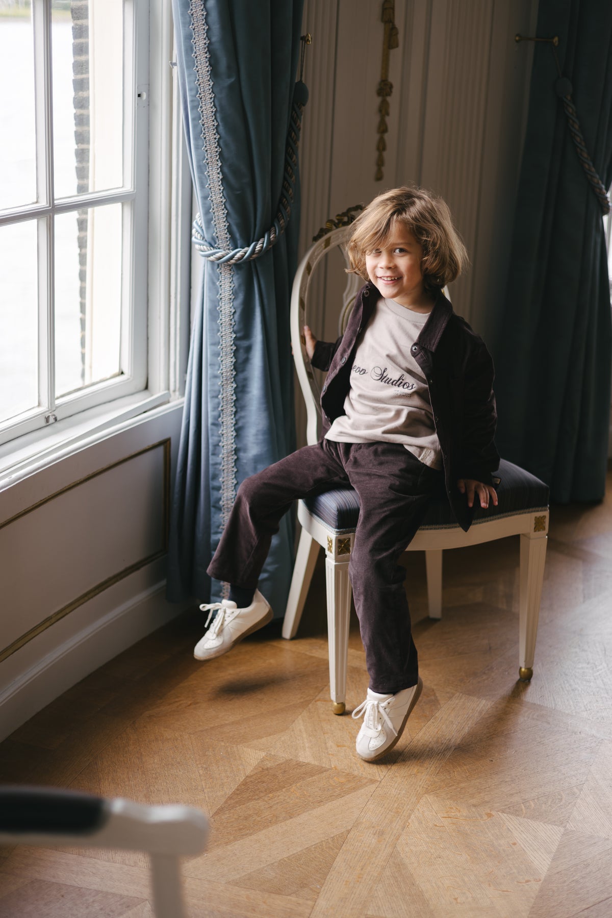 Donkerbruin overshirt met rugprint | Purple Grey
