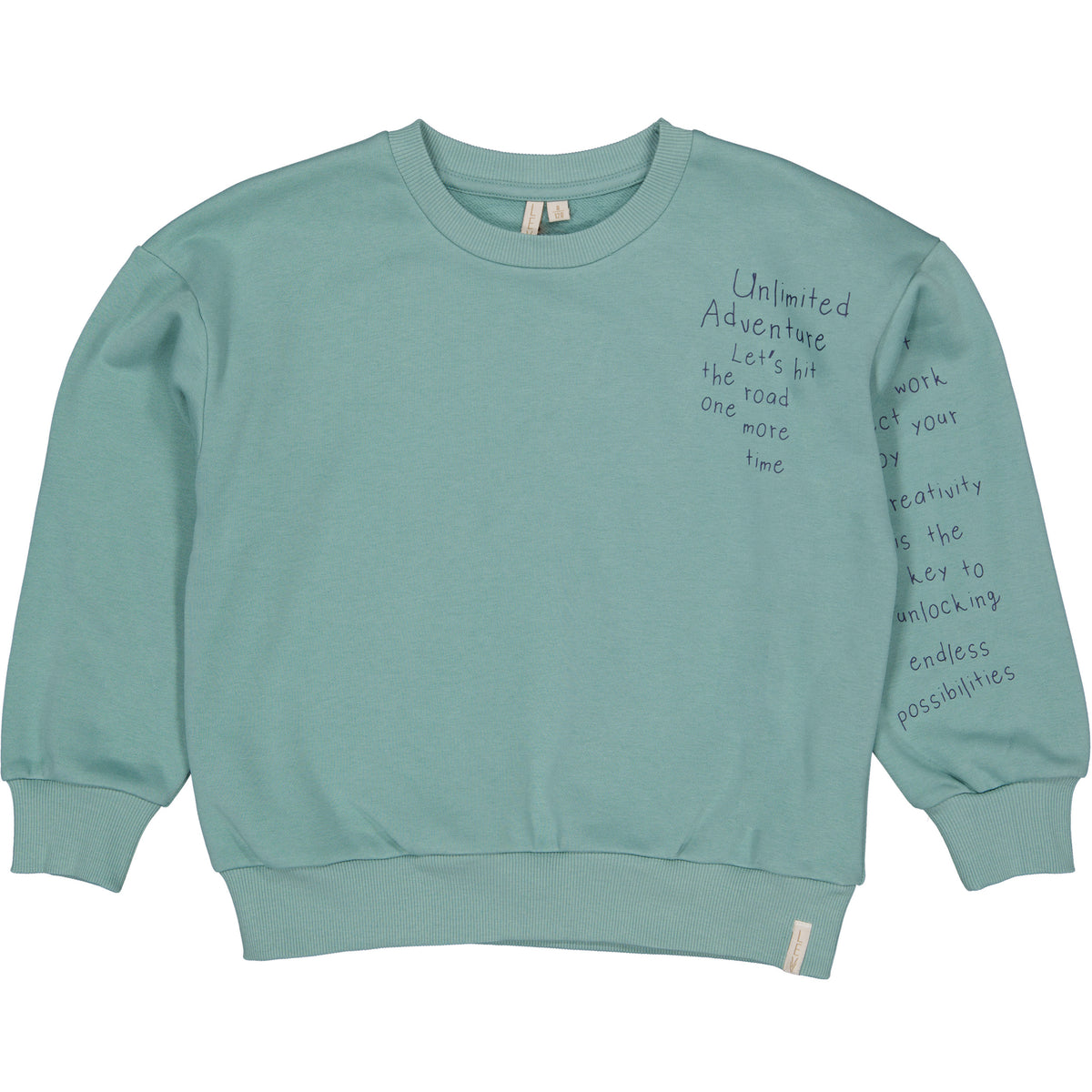 Mintgroene sweater met tekstprint | Teal