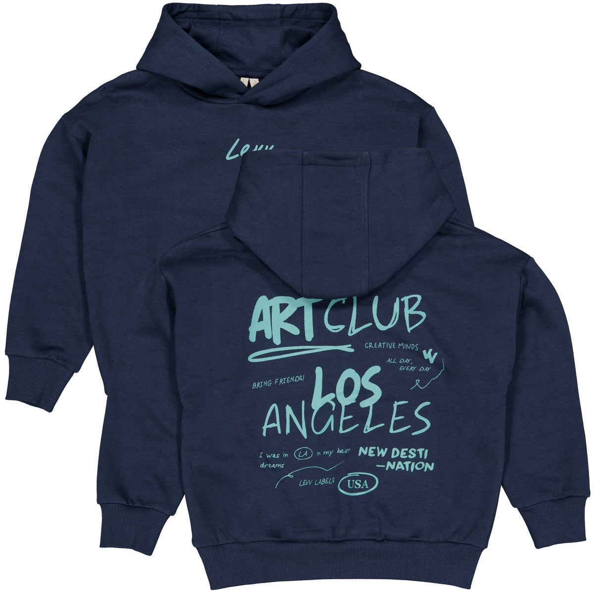 Donkerblauwe hoodie met rugprint | Indigo Blue