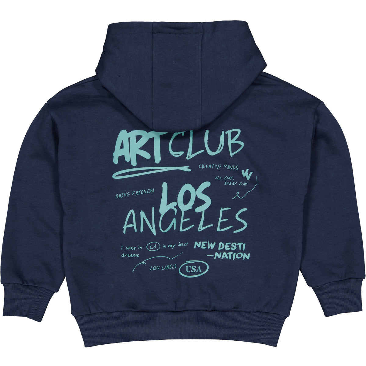 Donkerblauwe hoodie met rugprint | Indigo Blue