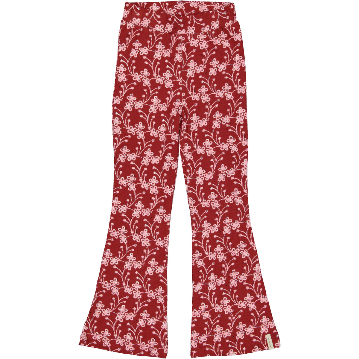 Rode flared broek met witte bloemenprint | AOP Red Flower