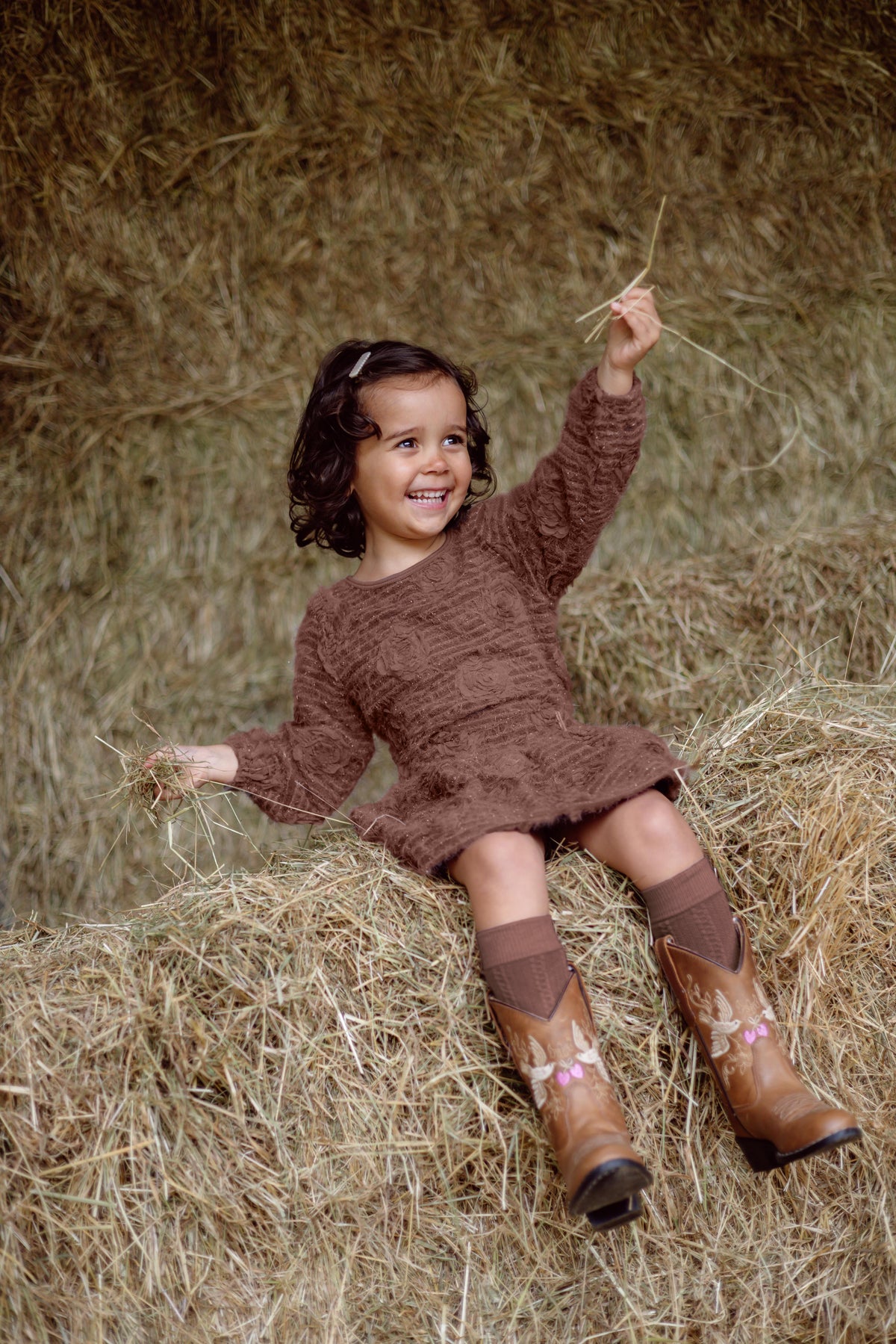 Bruine sweater met reliëfstructuur | Pink purple