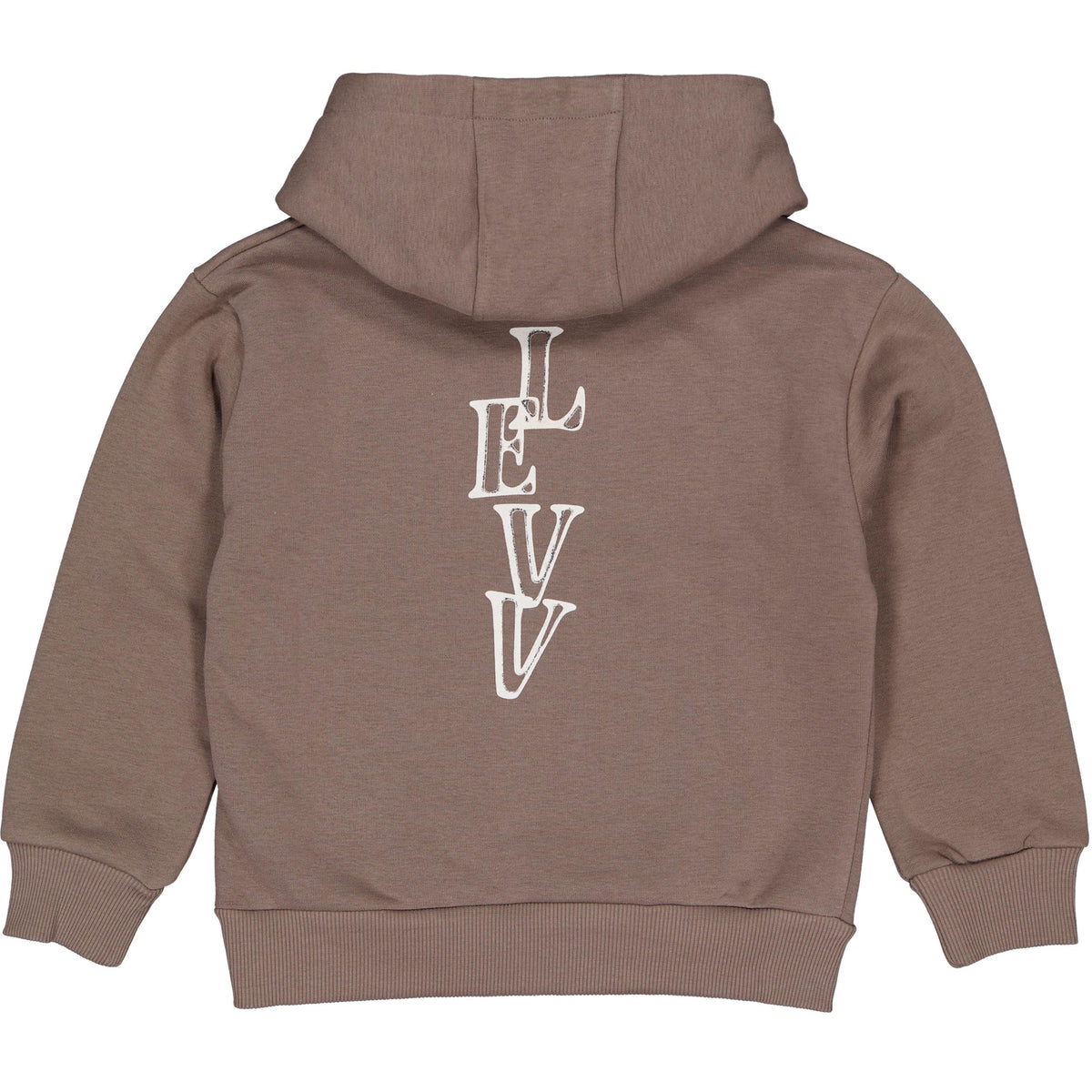 Taupe hoodie met buidelzak en logo | Coffee Brown