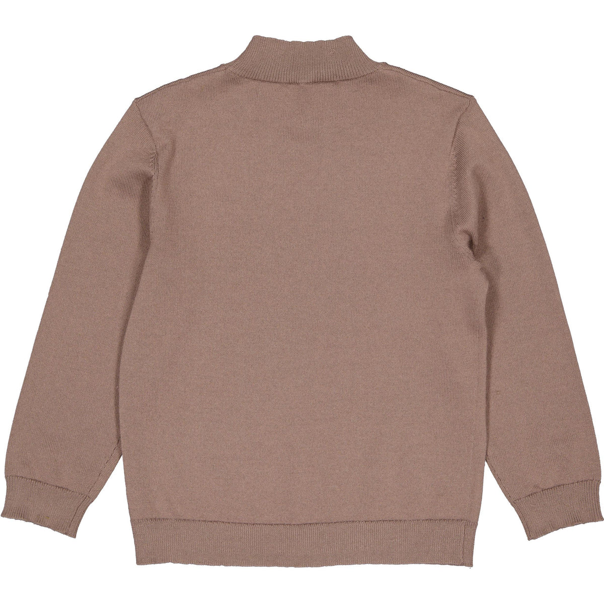 Taupe ribgebreide coltrui met borstlogo | Grey