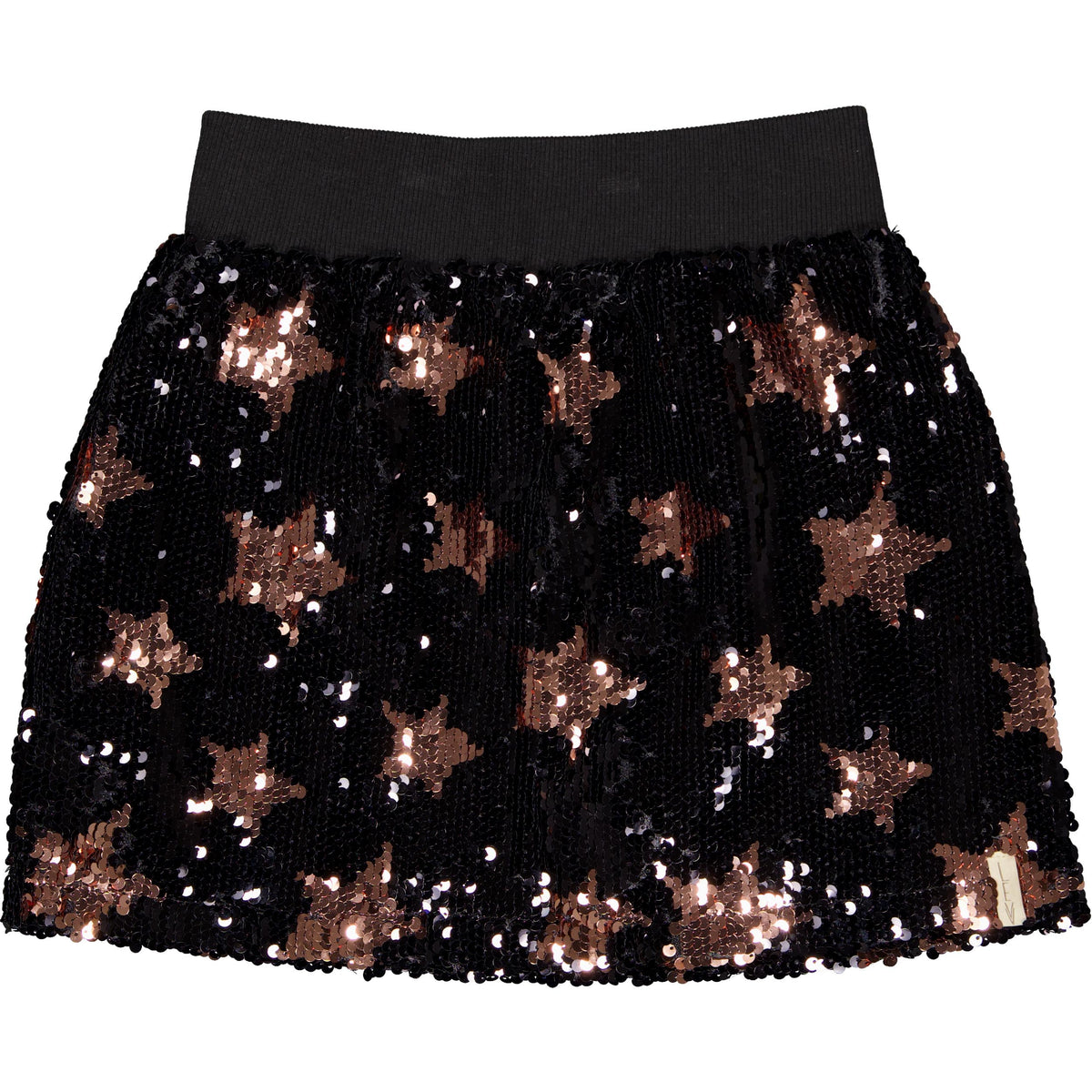 Zwarte paillettenrok met sterrenprint | Black