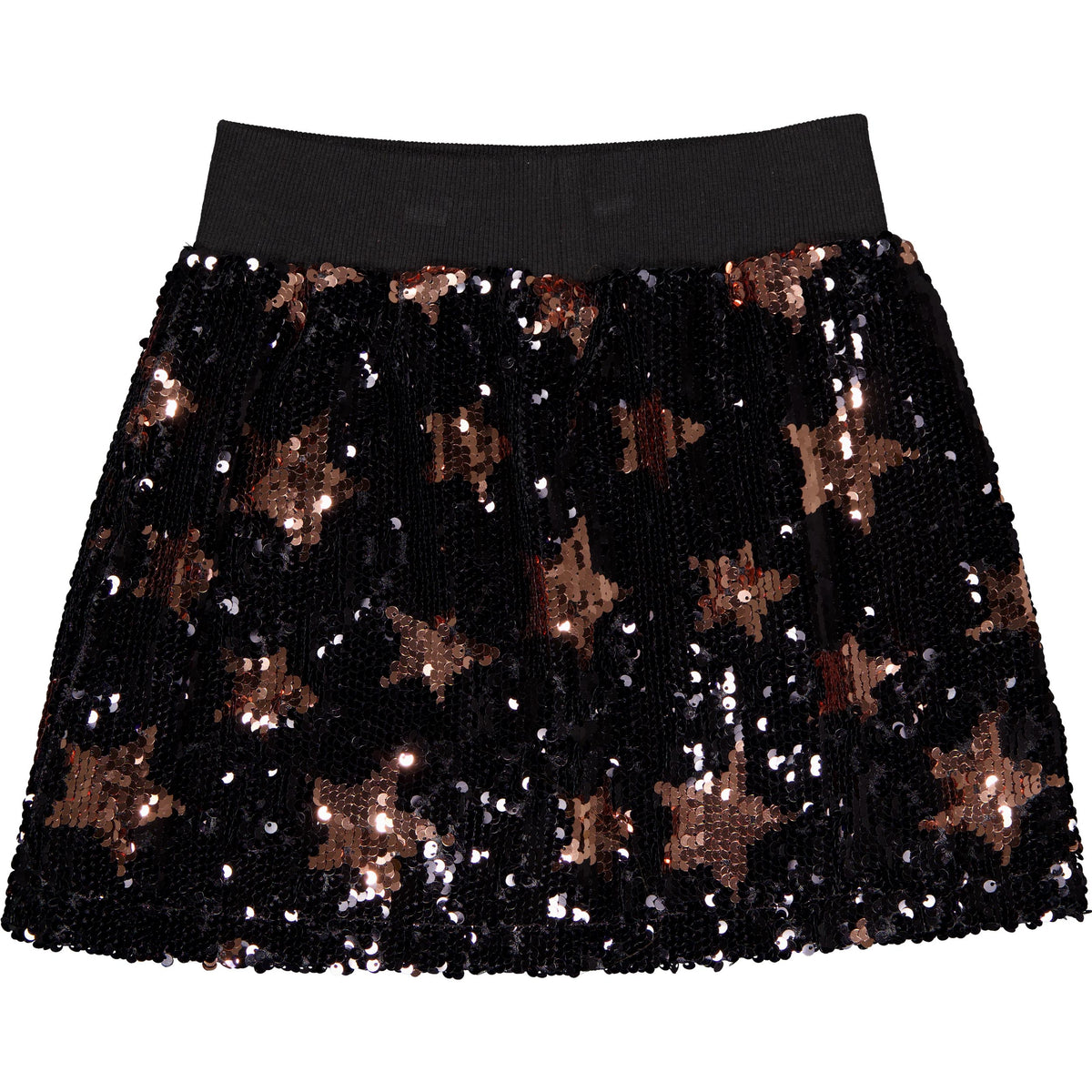 Zwarte paillettenrok met sterrenprint | Black