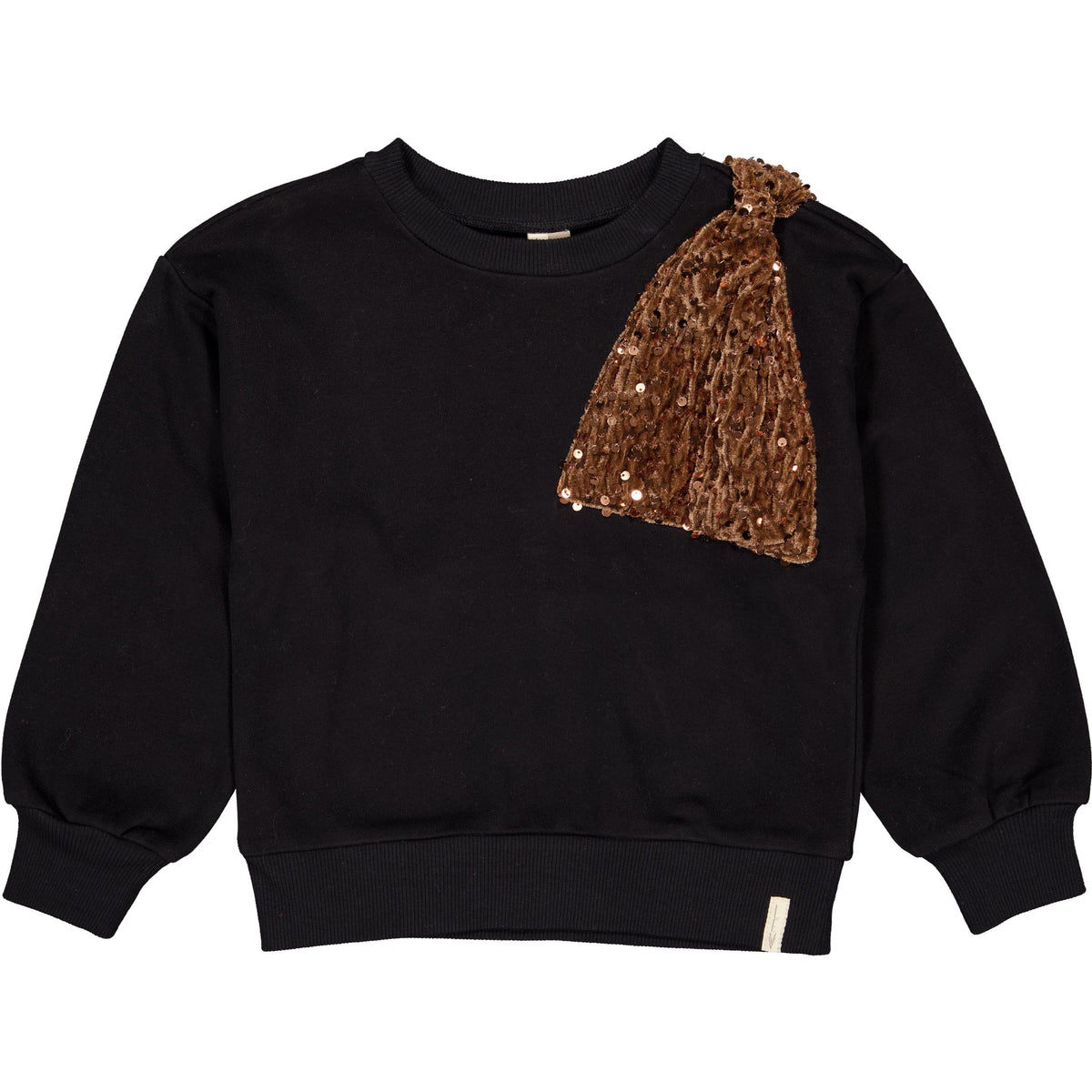 Zwarte sweater met paillettenstrik | Antracite