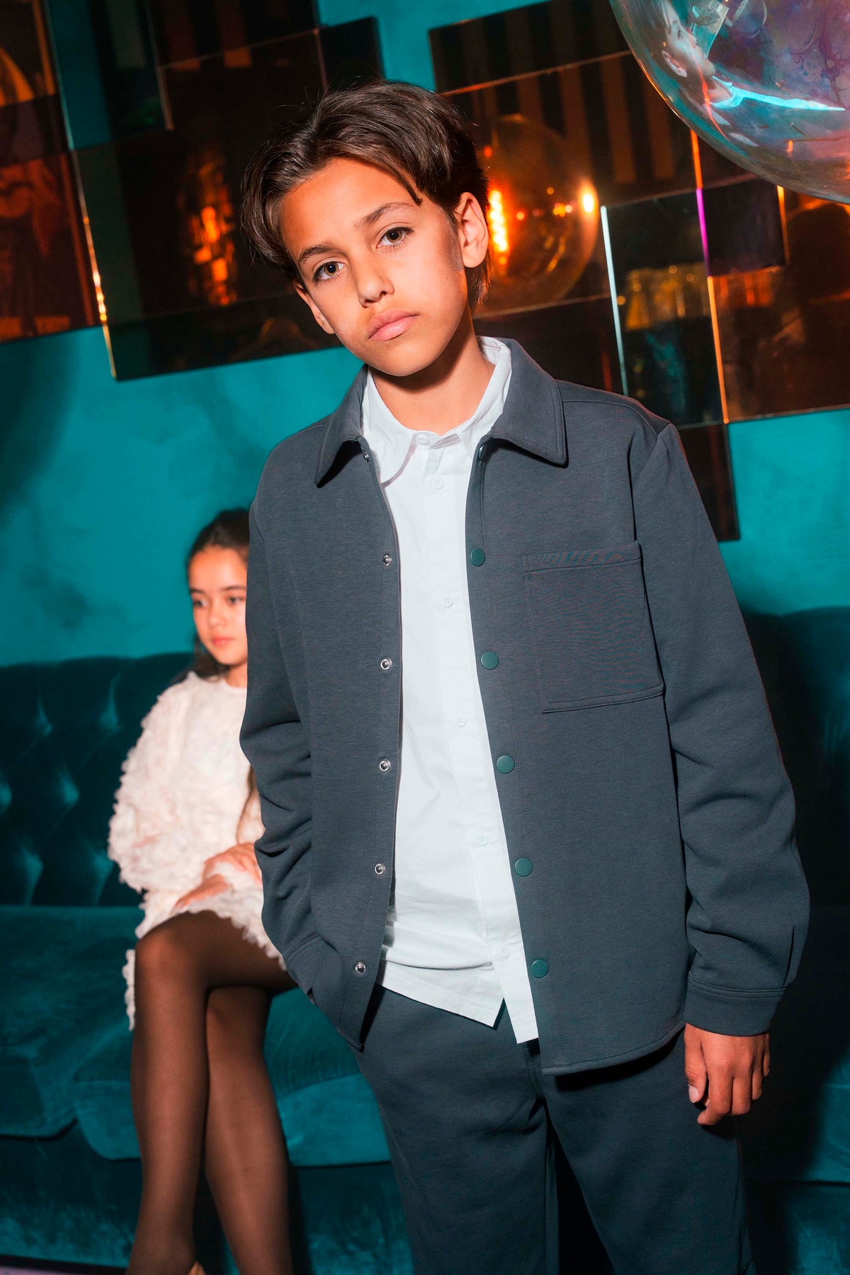 Donkergrijs overshirt met borstzak | Antracite