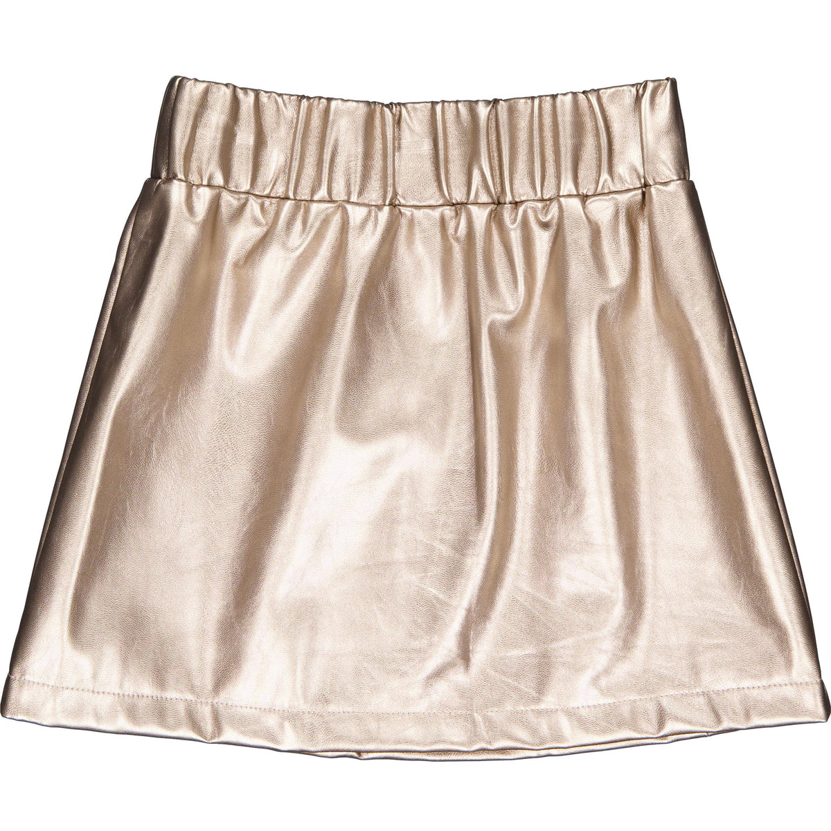 Champagnekleurige glanzende rok met strikjes | Bronze