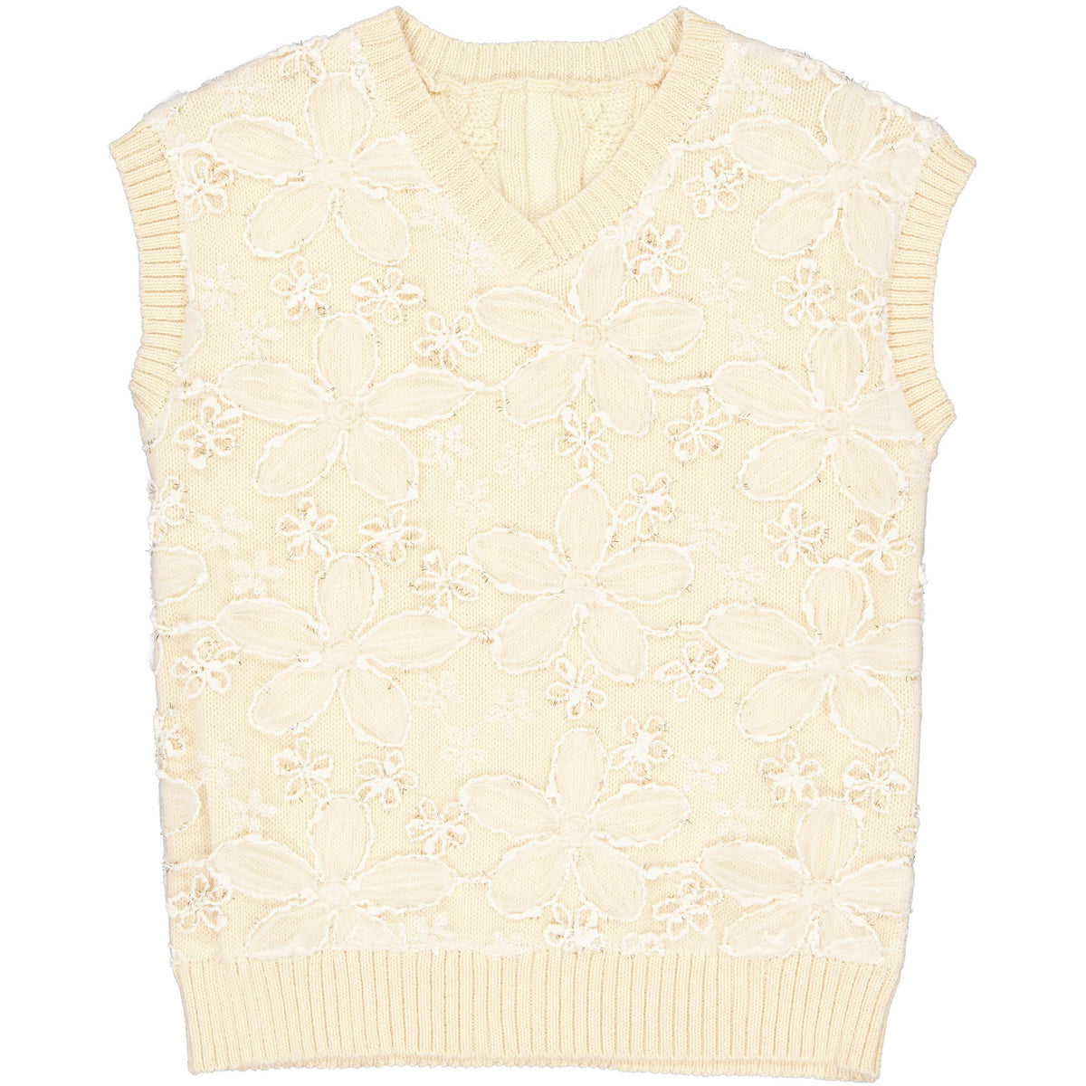 Crèmekleurige gebreide spencer met kabelpatroon | Cream