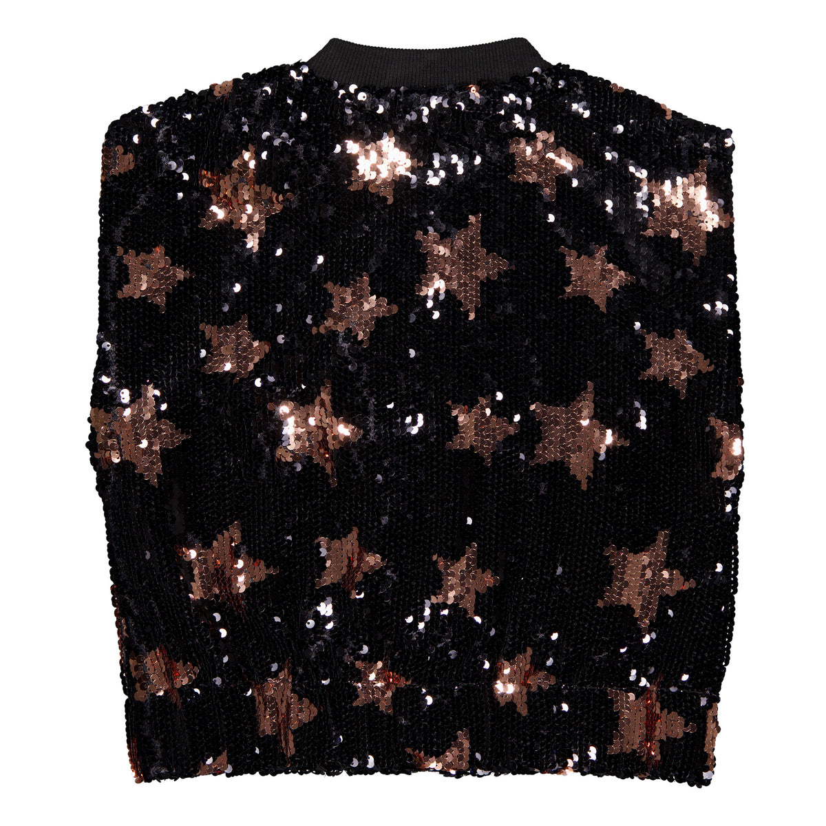 Zwart paillettenjasje met sterrenprint | Black