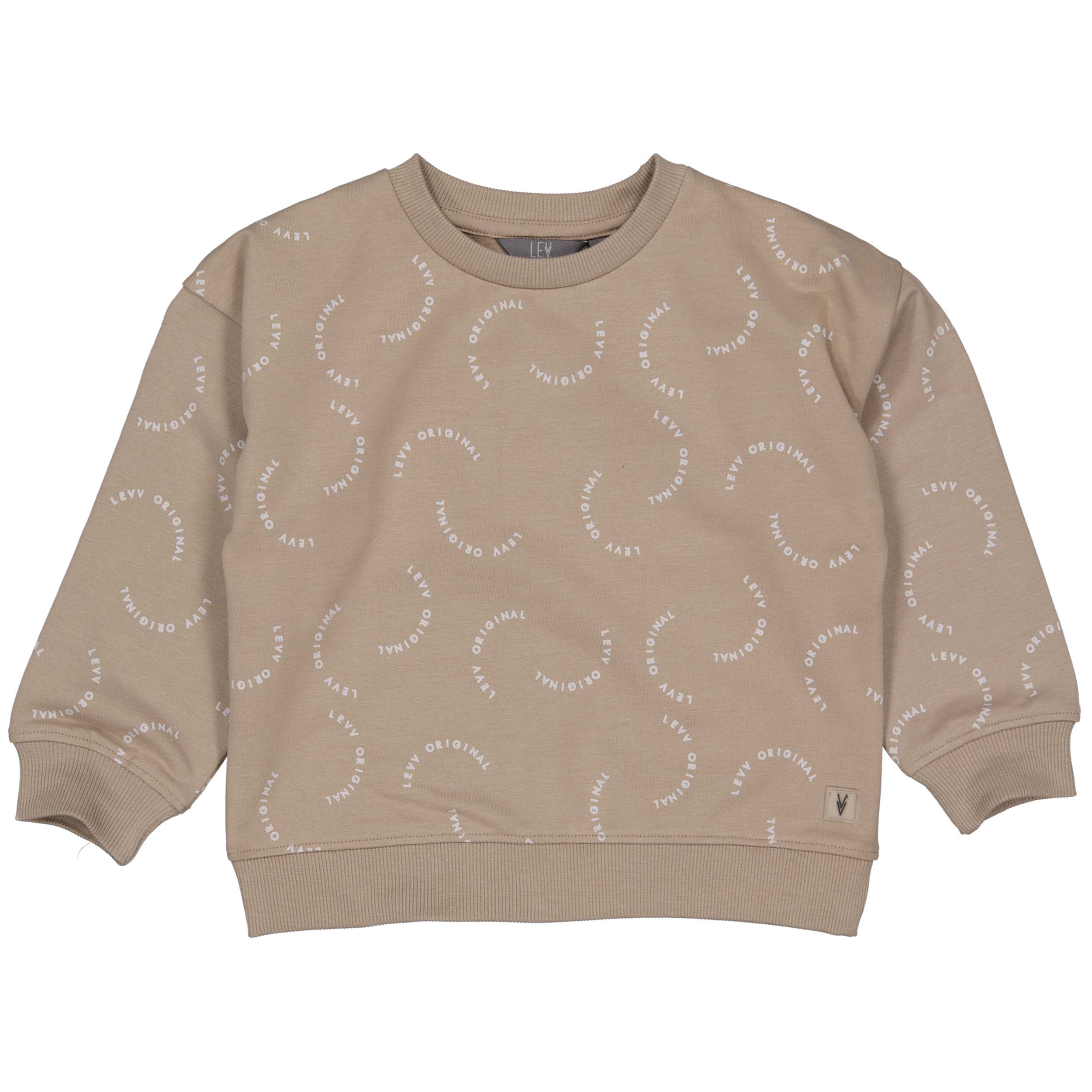 SWEATERS | AOP Taupe Text